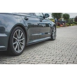 RAJOUTS DES BAS DE CAISSE MAXTON Audi S6 / A6 S-Line C7 FL Noir Brillant