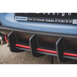 Sport Durabilité Central Diffuseur Arriere V.2 Hyundai I30 N Mk3 Hatchback Noir-Rouge