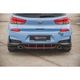 Sport Durabilité Central Diffuseur Arriere V.2 Hyundai I30 N Mk3 Hatchback Noir-Rouge