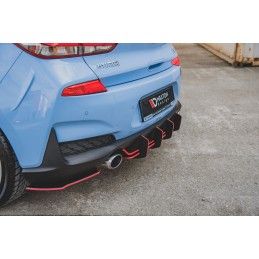 Sport Durabilité Central Diffuseur Arriere V.2 Hyundai I30 N Mk3 Hatchback Noir-Rouge