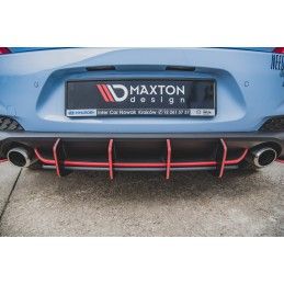 Sport Durabilité Central Diffuseur Arriere V.2 Hyundai I30 N Mk3 Hatchback Noir-Rouge