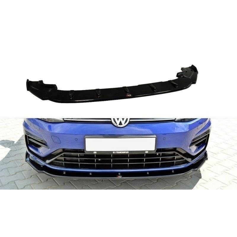 Maxton Lame Du Pare-Chocs Avant V.1 VW Golf 7 R / R-Line Facelift Gloss Black, VW-GO-7F-R-FD1G Tuning.fr