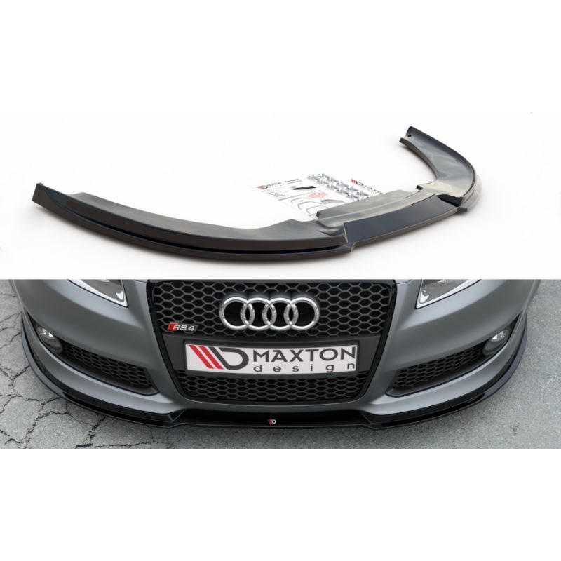 Maxton Lame Du Pare-Chocs Avant V.1 Audi RS4 B7 Gloss Black, AU-RS4-B7-FD1G Tuning.fr