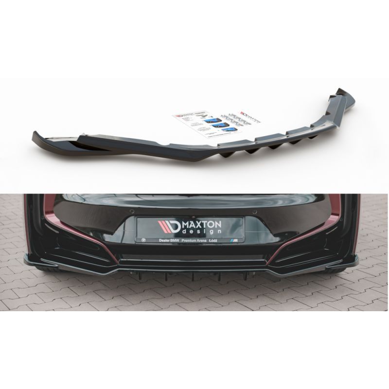 Central Arriere Splitter (avec une barre verticale) BMW i8 Noir Brillant