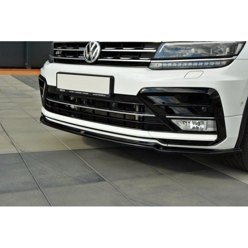 Maxton LAME DU PARE-CHOCS AVANT Vw Tiguan Mk2 R-Line Gloss Black, VW-TI-2-RLINE-FD1G Tuning.fr