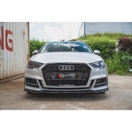 Maxton Lame Du Pare-Chocs Avant V.3 Audi S3 / A3 S-Line 8V FL Sedan Gloss Black, AU-S3-3F-FD3G Tuning.fr