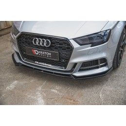 Maxton Lame Du Pare-Chocs Avant V.3 Audi S3 / A3 S-Line 8V FL Sedan Gloss Black, AU-S3-3F-FD3G Tuning.fr