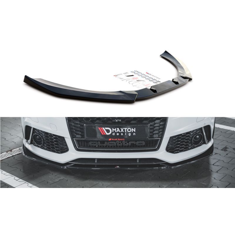 Maxton Lame Du Pare-Chocs Avant V.4 Audi RS6 C7 Gloss Black, AU-RS6-C7-FD4G Tuning.fr