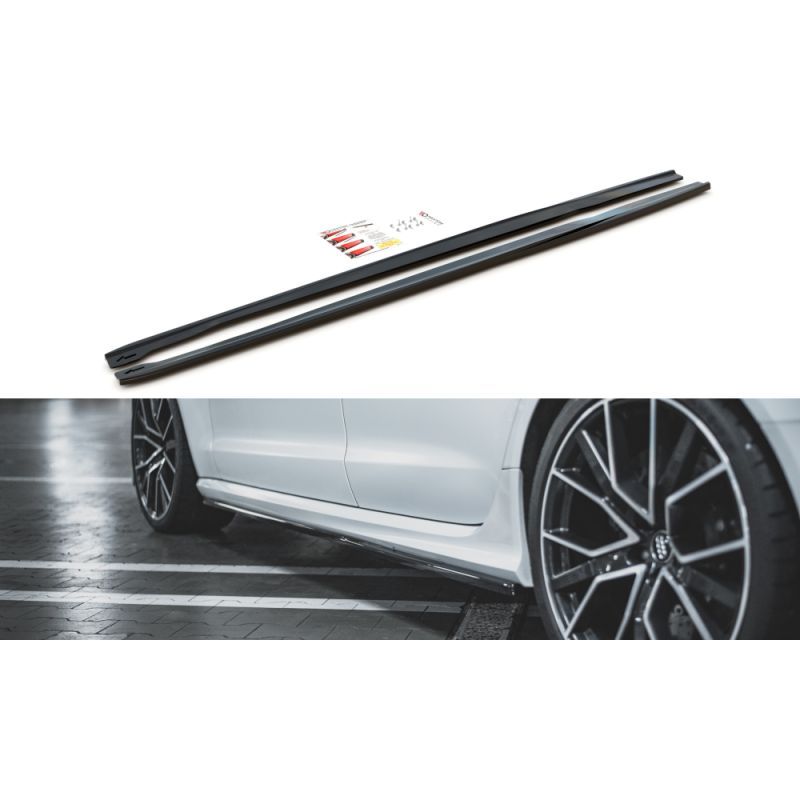 Rajouts Des Bas De Caisse MAXTON V.2 Audi RS6 C7 Noir Brillant