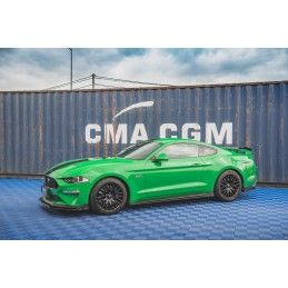 Maxton Rajouts Des Bas De Caisse Ford Mustang GT Mk6 Facelift Gloss Black, FO-MU-6F-GT-SD1G+SF Tuning.fr