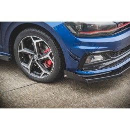 Maxton Sport Durabilité Lame Du Pare-Chocs Avant + Flaps Volkswagen Polo GTI Mk6 Black-Red + Gloss Flaps, VWPO6GTICNC-FD3BRB+FSF