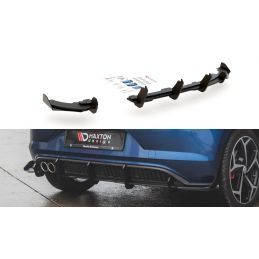 Sports Durabilité Diffuseur Arrière Complet + Flaps Volkswagen Polo GTI Mk6 Noir-Rouge + Rabats Brillant