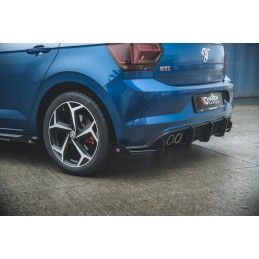 Sports Durabilité Diffuseur Arrière Complet + Flaps Volkswagen Polo GTI Mk6 Noir-Rouge + Rabats Brillant