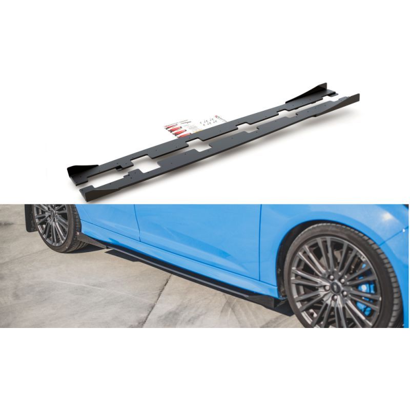 Maxton Sports Durabilité Rajouts Des Bas De Caisse + Flaps Ford Focus RS Mk3 Black-Red + Gloss Flaps, FOFO3RSCNC-SD1BRB+SRF1G Tu