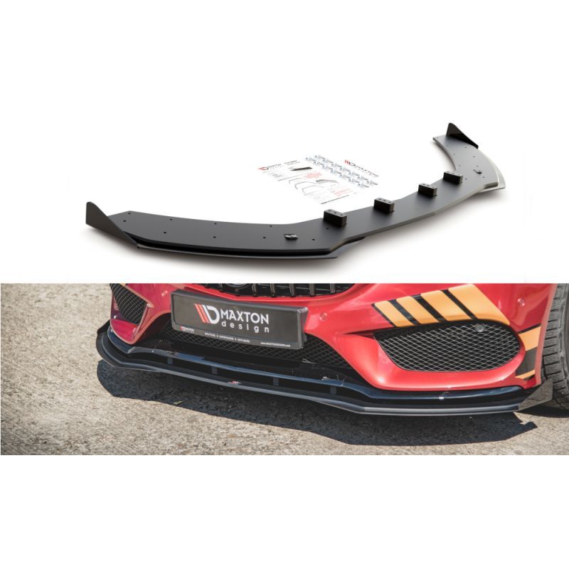 Sport Durabilité LAME AVANT MAXTON + Flaps Mercedes - AMG C43 Coupe C205 Noir + Rabats Brillant 