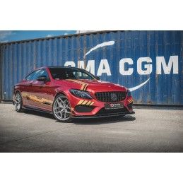 Sport Durabilité LAME AVANT MAXTON + Flaps Mercedes - AMG C43 Coupe C205 Noir + Rabats Brillant 