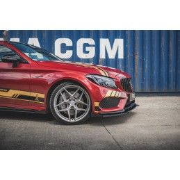 Sport Durabilité LAME AVANT MAXTON + Flaps Mercedes - AMG C43 Coupe C205 Noir + Rabats Brillant 