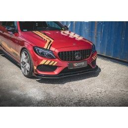 Sport Durabilité LAME AVANT MAXTON + Flaps Mercedes - AMG C43 Coupe C205 Noir-Rouge + Rabats Brillant