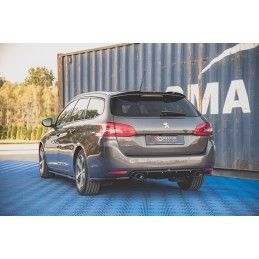 Rajout Du Pare-Chocs Arriere + Faux Pot D'échappement Peugeot 308 SW Mk2 Facelift Noir Brillant \ Chrome