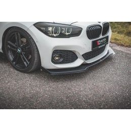 Sport Durabilité LAME AVANT MAXTON V.3 + Flaps BMW 1 F20 M-Pack Facelift / M140i Noir-Rouge + Rabats Brillant