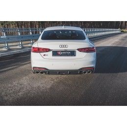 Maxton Central Arriere Splitter Audi S5 Sportback F5 Facelift Gloss Black, AU-S5-2F-SB-RD1G Tuning.fr