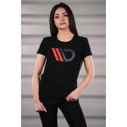 Womens Black T-shirt with red logo XS