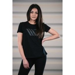 Womens Black T-shirt with grey logo XS