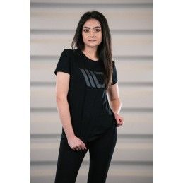 Womens Black T-shirt with grey logo XS