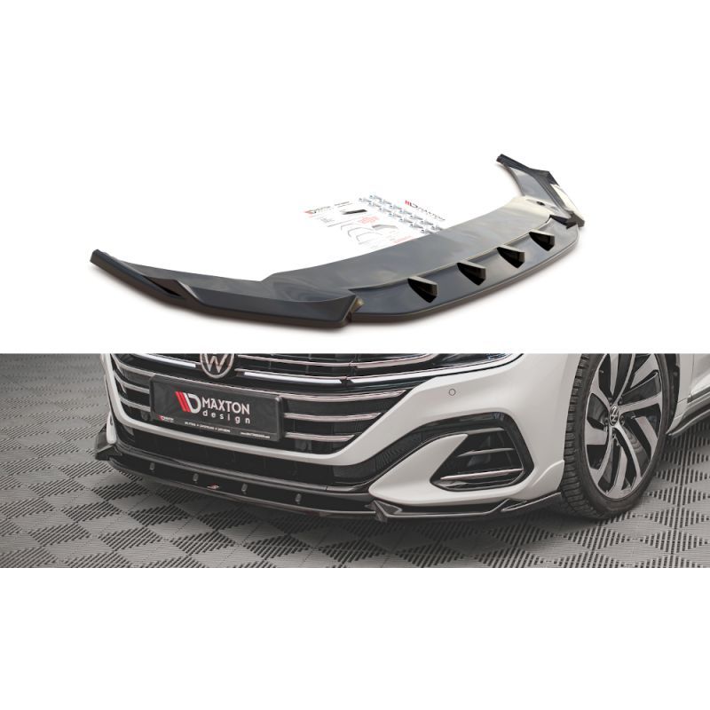 Maxton Lame Du Pare-Chocs Avant V.1 Volkswagen Arteon R-Line Facelift Gloss Black, VW-AR-1F-RLINE-FD1G Tuning.fr