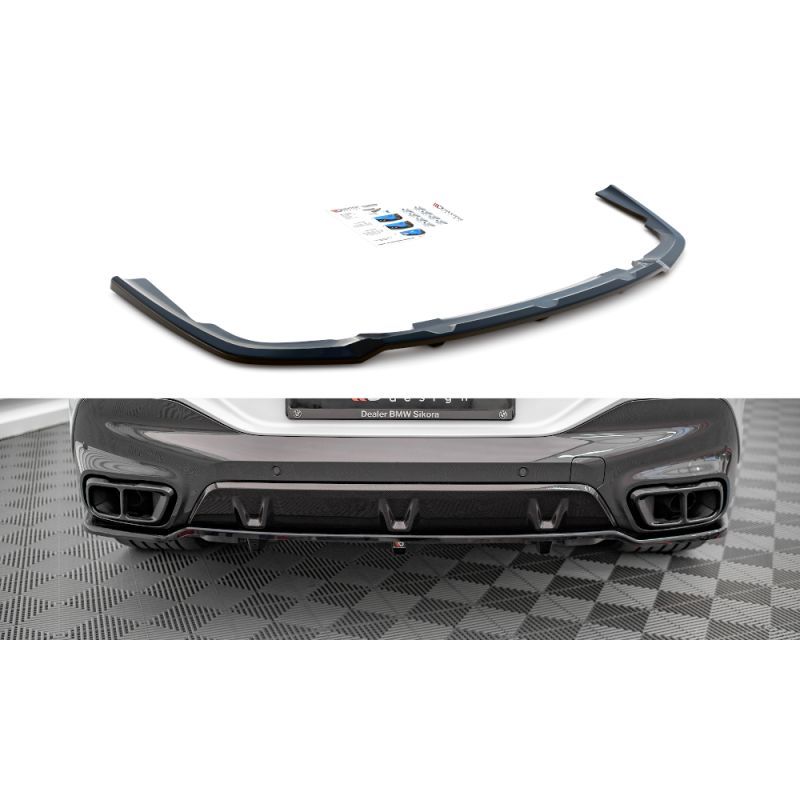 Central Arriere Splitter (avec une barre verticale) V.1 BMW X6 M-Pack G06 Noir Brillant