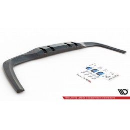 Central Arriere Splitter (avec une barre verticale) V.1 Mercedes A 35 AMG Sedan V177 Noir Brillant