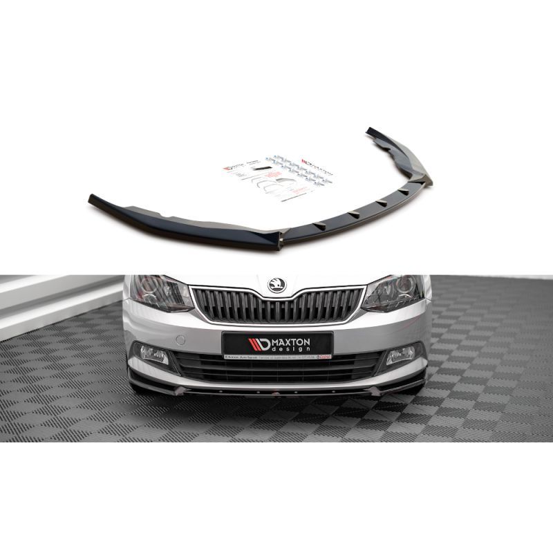 Maxton Lame Du Pare-Chocs Avant V.1 Skoda Fabia Mk3 Gloss Black, SK-FA-3-FD1G Tuning.fr