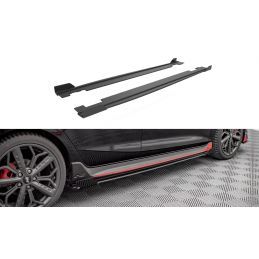 Street Pro Rajouts Des Bas De Caisse MAXTON + Flaps Hyundai I20 N Mk3 Noir-Rouge + Rabats Brillant