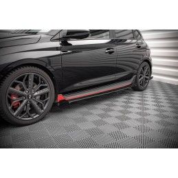 Street Pro Rajouts Des Bas De Caisse MAXTON + Flaps Hyundai I20 N Mk3 Noir-Rouge + Rabats Brillant