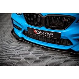 Maxton Street Pro Lame Du Pare-Chocs Avant V.1 + Flaps BMW M2 Competition F87 Black-Red + Gloss Flaps, BM287MCOMPCNC-FD1BRB+FSF1