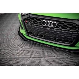 Maxton Street Pro Lame Du Pare-Chocs Avant V.1 + Flaps Audi RS3 8Y Black + Gloss Flaps, AURS38YCNC-FD1B+FSF1G Tuning.fr