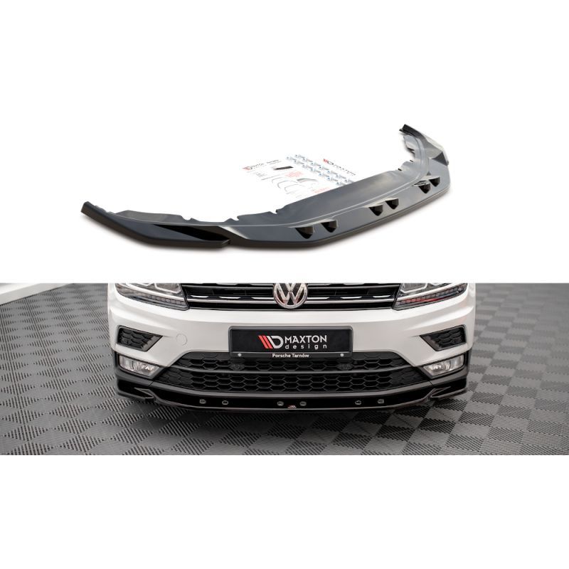 Maxton Lame Du Pare-Chocs Avant Volkswagen Tiguan Mk2 Gloss Black, VW-TI-2-FD1G Tuning.fr