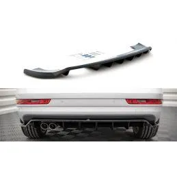 Maxton Central Arriere Splitter (avec une barre verticale) Audi Q3 8U Facelift Gloss Black, AU-Q3-1F-SLINE-RD1G+RD2G Tuning.fr