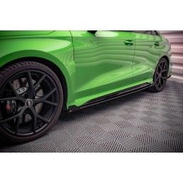 Street Pro Rajouts Des Bas De Caisse MAXTON + Flaps Audi RS3 Sedan 8Y Noir-Rouge + Rabats Brillant