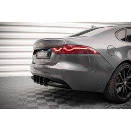 Maxton Street Pro Central Diffuseur Arriere Jaguar XF R-Sport Mk2 Black-Red, JAXF2RSPORTCNC-RS1B+BRBI Tuning.fr