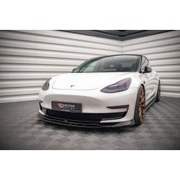 Maxton Lame Du Pare-Chocs Avant V.3 Tesla Model 3 Gloss Black, TE-MODEL3-1-FD3G+FD3RG Tuning.fr