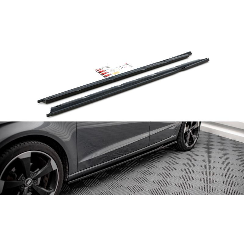 Maxton Rajouts Des Bas De Caisse Audi A3 Sportback 8V Gloss Black, AU-A3-8V-SD1G Tuning.fr