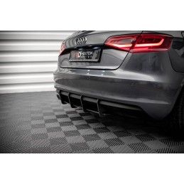Maxton Street Pro Central Diffuseur Arriere Audi A3 Sportback 8V Black-Red, AUA38VCNC-RS1B+BRBI Tuning.fr