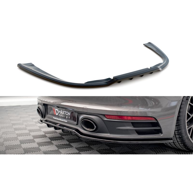 Maxton Central Arriere Splitter (avec une barre verticale) Porsche 911 Carrera 4S 992 Gloss Black, PO-911-992-CA-4S-RD1G+RD2G Tu