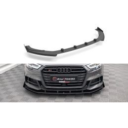 Maxton Street Pro Lame Du Pare-Chocs Avant V.1 + Flaps Audi S3 Sportback 8V Facelift Black + Gloss Flaps, AUS33FSBCNC-FD1B+FSF1G