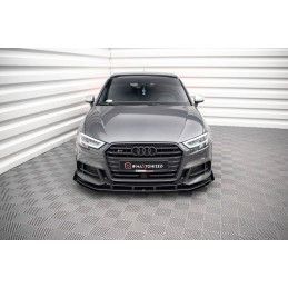 Maxton Street Pro Lame Du Pare-Chocs Avant V.1 + Flaps Audi S3 Sportback 8V Facelift Black + Gloss Flaps, AUS33FSBCNC-FD1B+FSF1G