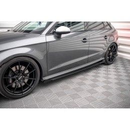 Maxton Street Pro Rajouts Des Bas De Caisse + Flaps Audi S3 Sportback 8V Facelift Black-Red + Gloss Flaps, AUS33FSBCNC-SD1BRB+SF