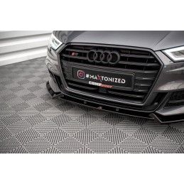 Maxton Lame Du Pare-Chocs Avant V.1 Audi S3 Sportback 8V Facelift Gloss Black, AU-S3-3F-SB-FD1G Tuning.fr