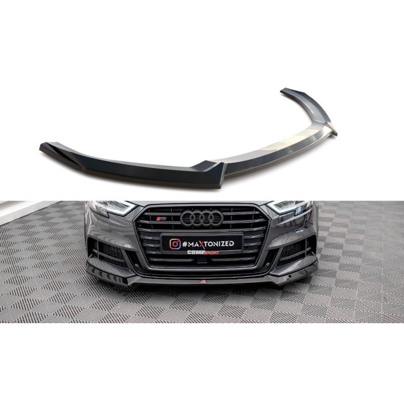 Maxton Lame Du Pare-Chocs Avant V.3 Audi S3 Sportback 8V Facelift Gloss Black, AU-S3-3F-SB-FD3G Tuning.fr