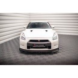 Maxton Lame Du Pare-Chocs Avant + Ailerons Nissan GTR R35 Facelift Gloss Black, NI-GTR-4F2-FD1G+FSF Tuning.fr